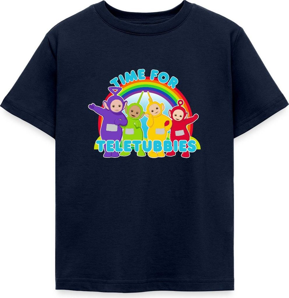 Spreadshirt Teletubbies Time For Teletubbies Kinder T-Shirt, 122/128 (7-8 Jahre), Navy