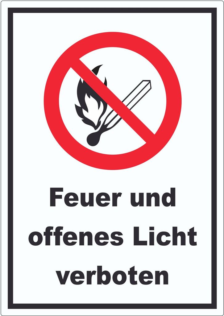 Feuer und offenes Licht verboten Aufkleber A5 (148x210mm)