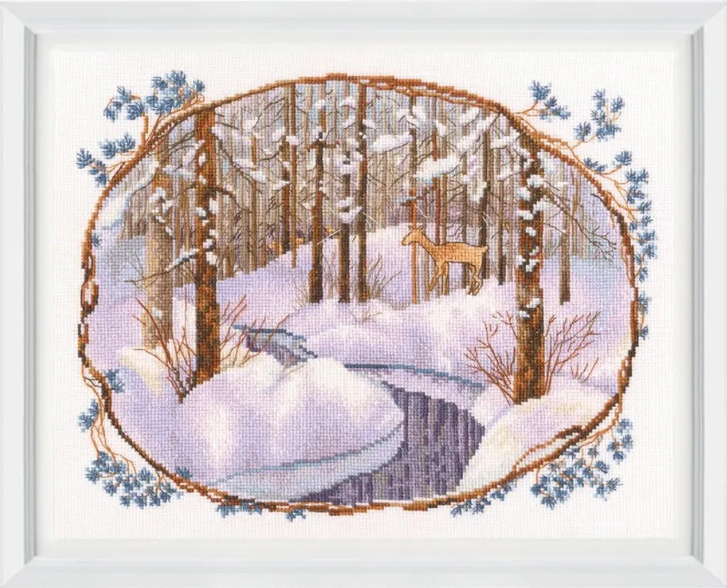Kit Broderie Chevreuil pour Tableau Mural DIY Déco Nature 28x22,5cm RTO