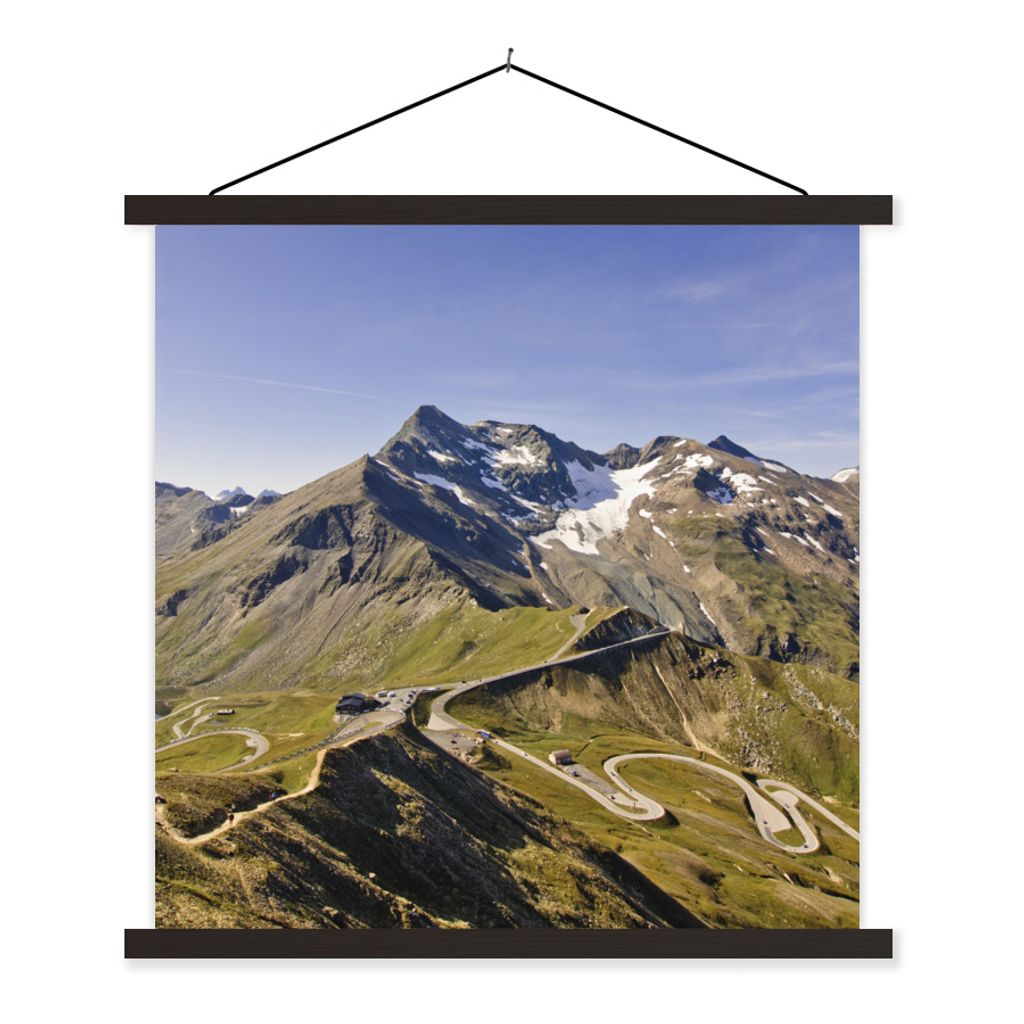 MuchoWow Textilposter Nachmittag an der Europäischen Großglockner Hochalpenstraße in Österreich 120x120 cm mit schwarzem Rahmen - Aufhängung...