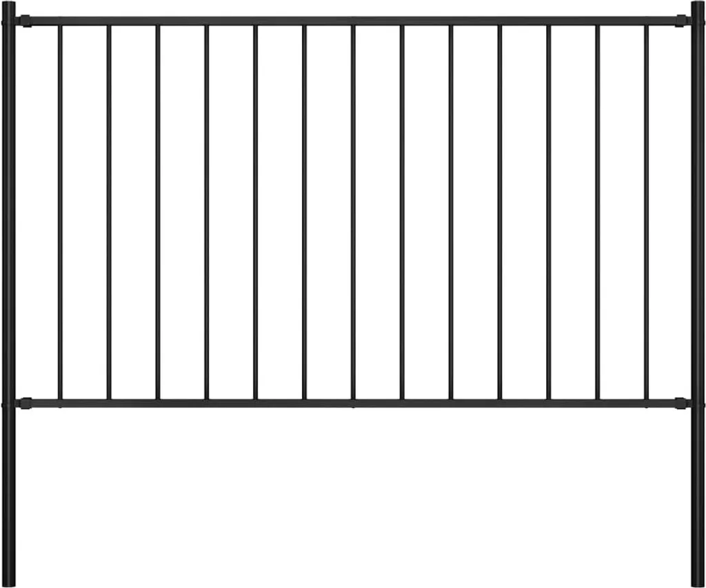 Panneau de clôture en métal noir 170x75 cm Woerden, pack avec poteaux