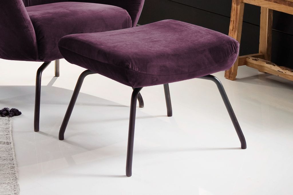 KAWOLA Hocker LOTTE Polsterhocker velvet purple Produktbild 