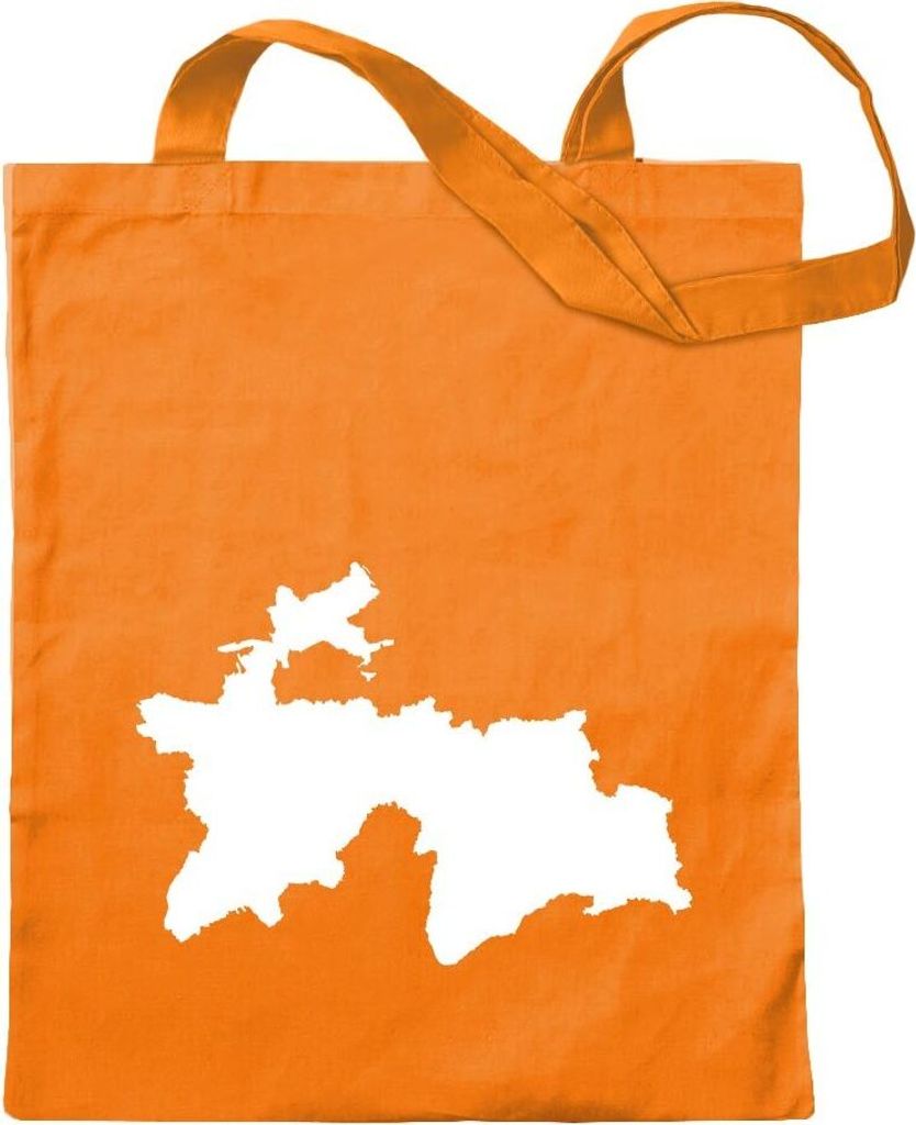 Kiwistar - Baumwolltasche - mandarin - Tadschikistan Umriss Kontur - Tragetasche Stoffbeutel Umhängetasche Langer Henkel