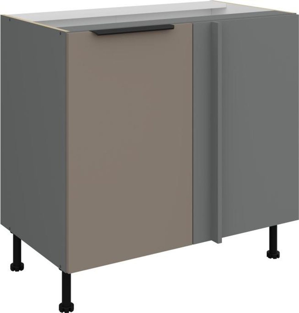 Verlängerter Eckschrank LUNARA – Breite 90 cm, Dunkelbeige/Anthrazit