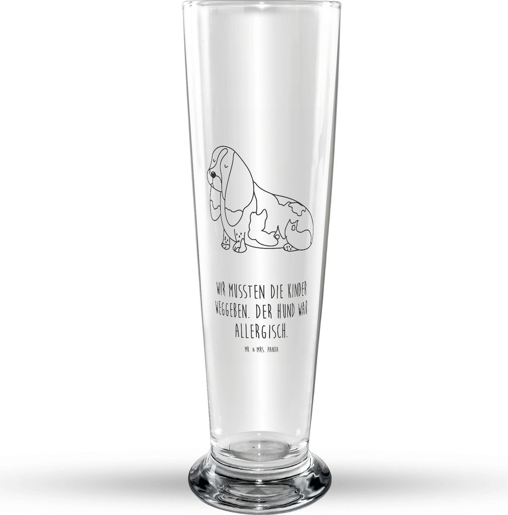 Mr. & Mrs. Panda Bierglas Hund Basset Hound - Transparent - Geschenk, Sprüche, Süß, Bierbecher, Trinkglas, Lustig, Bier Glas, Glasbecher, Glasbi...