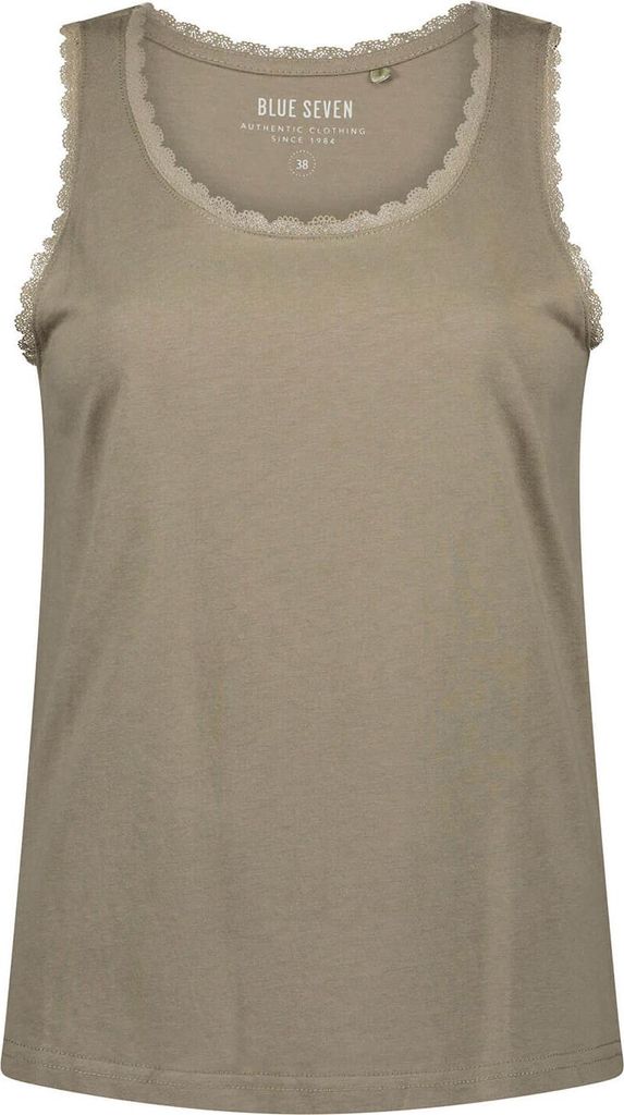 Blue Seven Damen Top mit Spitzen-Details - Ärmelloses Shirt mit Rundhalsausschnitt in Tee Größe 46