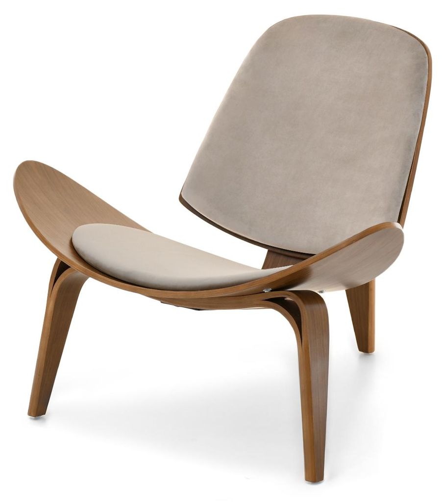 Poltrona di design DAHL - noce / beige Immagine del prodotto 