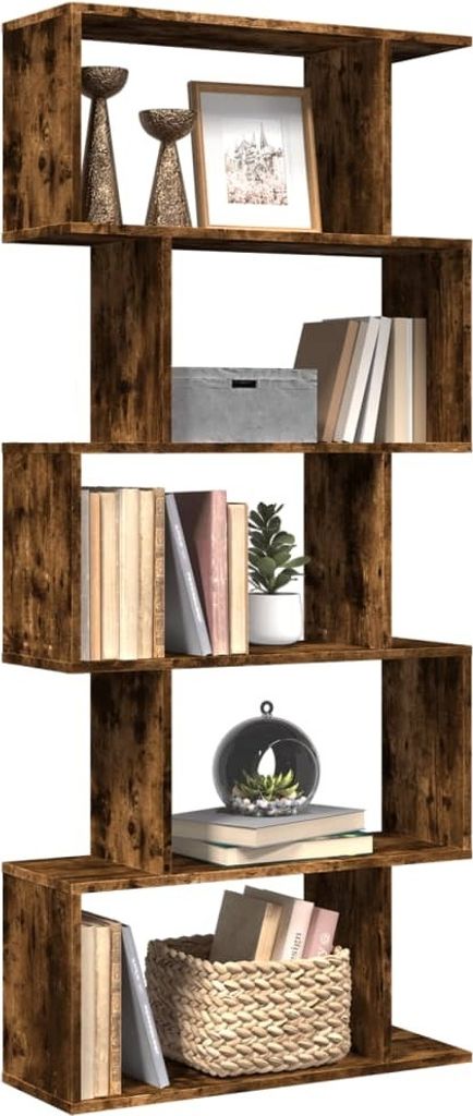Maison Exclusive - Raumteiler-Bücherregal 5 Etagen Räuchereiche 70x24x161 cm