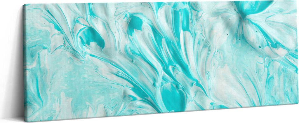 Abstrakte blaue Tapete – Leinwandbild Wandbild – 125x50 cm – Leinwandbilder – Wandbilder – Schlafzimmer – Flur