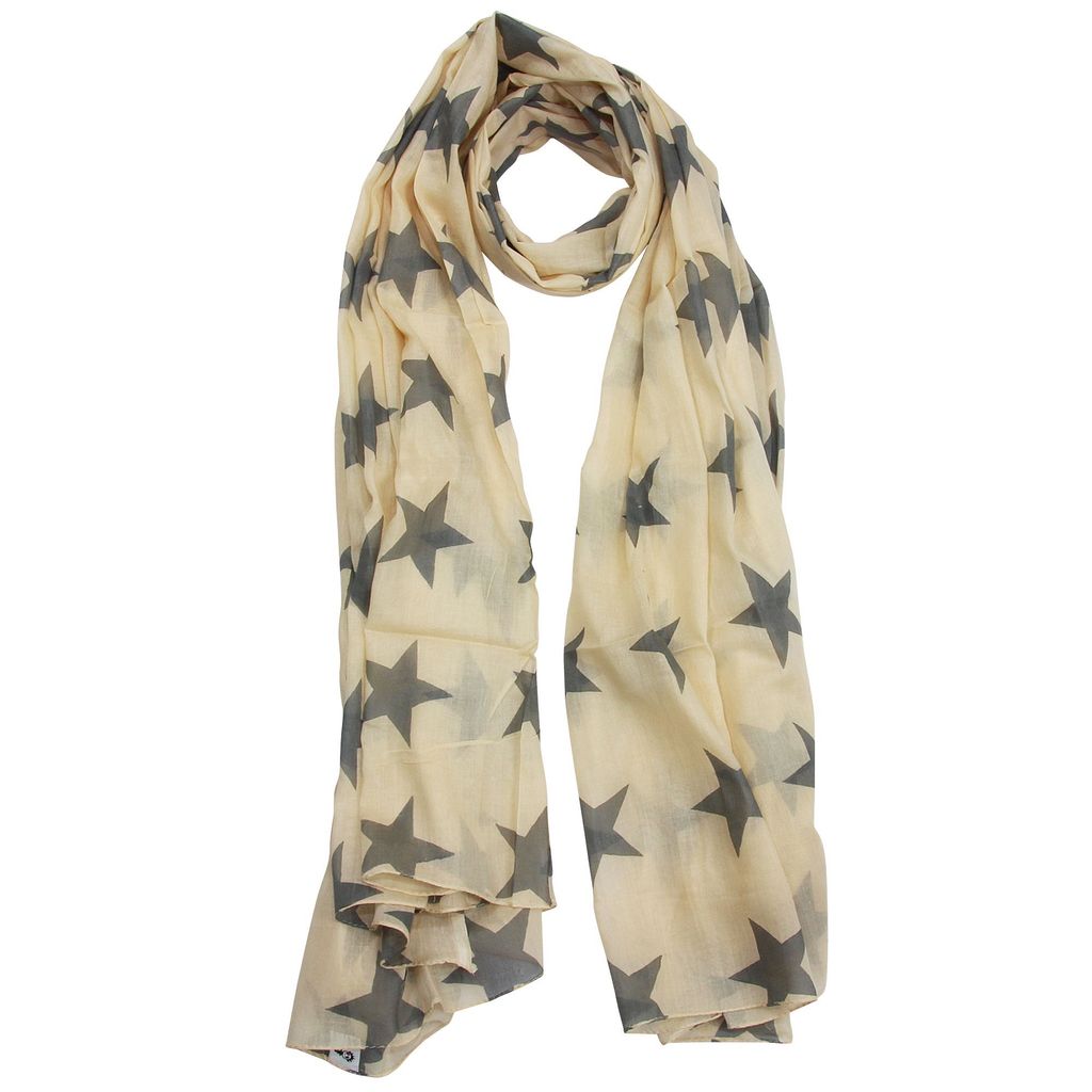 Baumwolltuch - Pareo - Sarong - Sterne - beige-grau