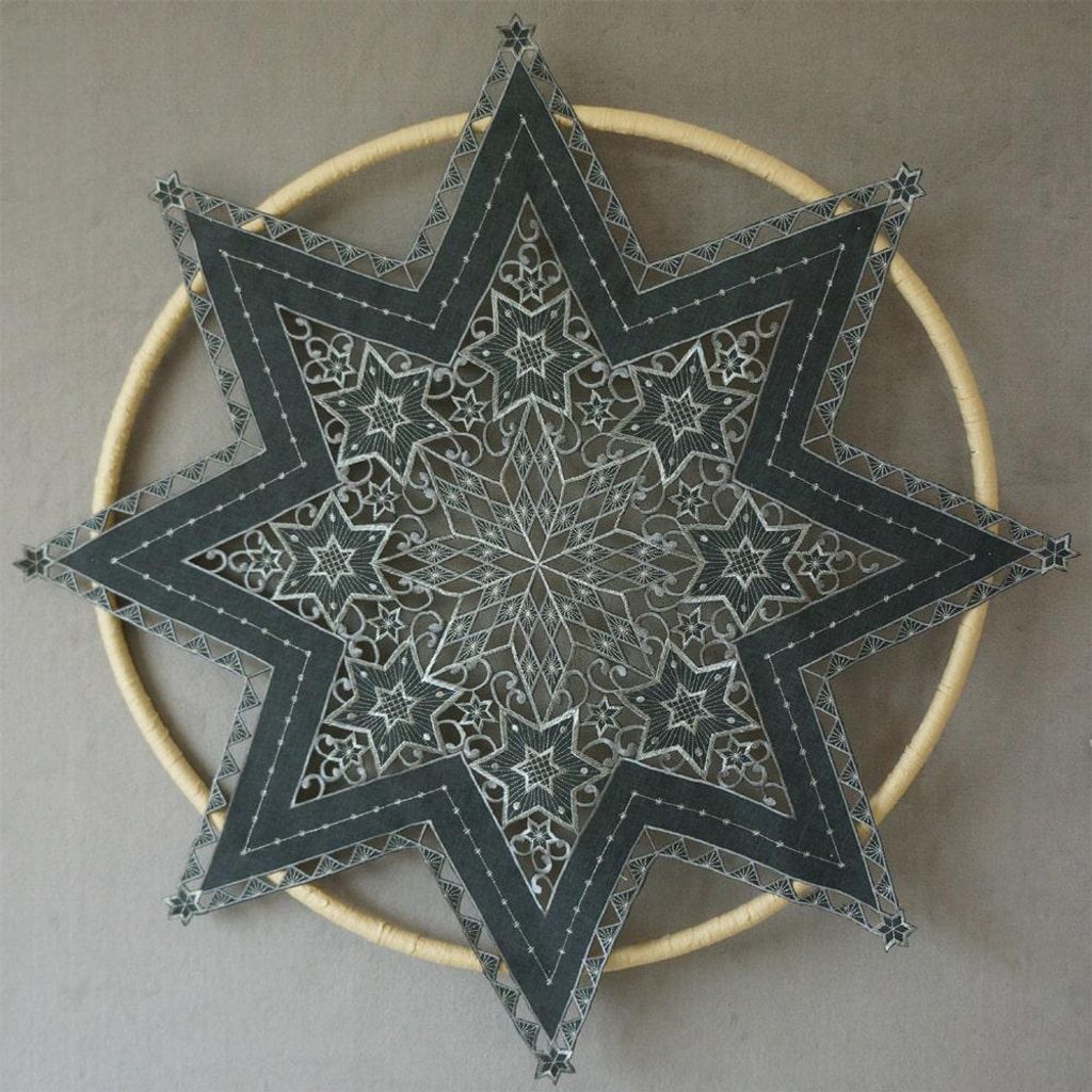 Tovaglia SELINA stella ritaglio bastone grigio scuro Immagine del prodotto 