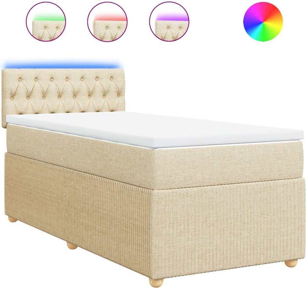 vidaXL Boxspringbett mit Matratze Creme 100x200 cm Stoff