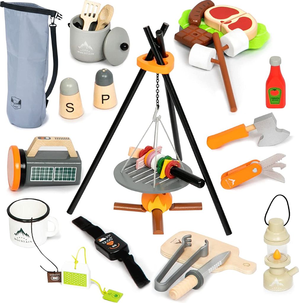 UMU® Set da campeggio in legno per bambini 45 pezzi - Immagine del prodotto 