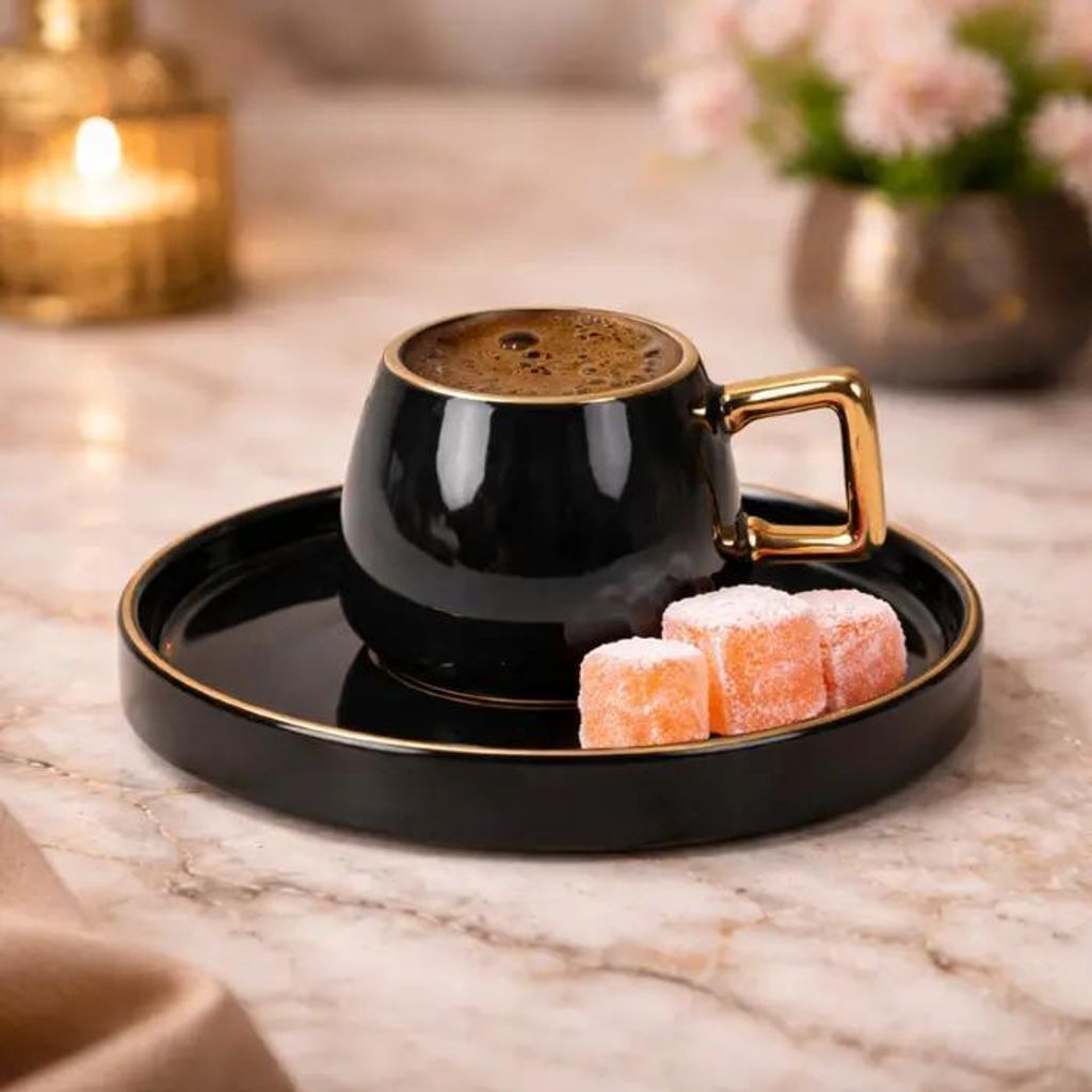 Bricard Espresso-Set 12-teilig aus Porzellan, Schwarz-Gold Produktbild 