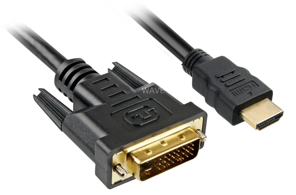 Sharkoon Câble HDMI vers DVI-D 2m Noir - Adaptateur Vidéo Haute Résolution