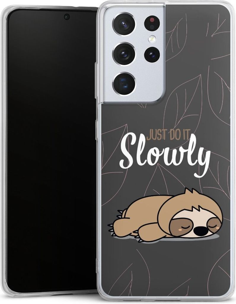 DeinDesign Handyhülle für Samsung Galaxy S21 Ultra 5G Silikon Hülle Case Smartphone Schutzhülle Faultier Sprüche lazy sunday