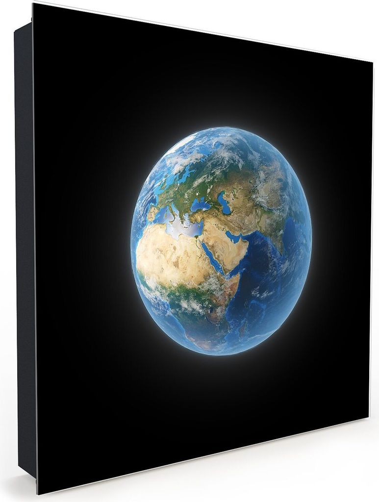 Nachbildung-Schlüsselkasten, Magnetpinnwand und Memoboard mit Glasfront Motiv Die Erde