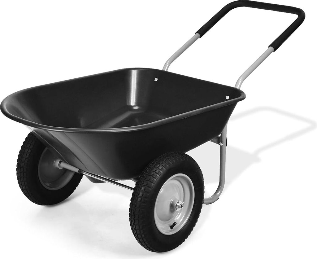 Gartenwagen bis zu 150 kg, Gartenkarre mit 140 L Fassungsvermoegen, Handwagen mit Gummigriff und aufblasbaren Raedern, Bollerwagen, Transportwagen ...