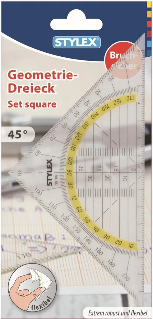 Triangle de géométrie flexible 16 cm transparent antichoc x10