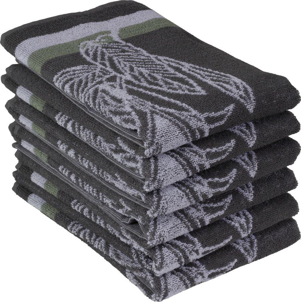 DoubleDry Küchentücher Baumwolle - 50x50cm - Frotteetücher - - Hochwertige Küchenhandtücher - Jungle, Grau