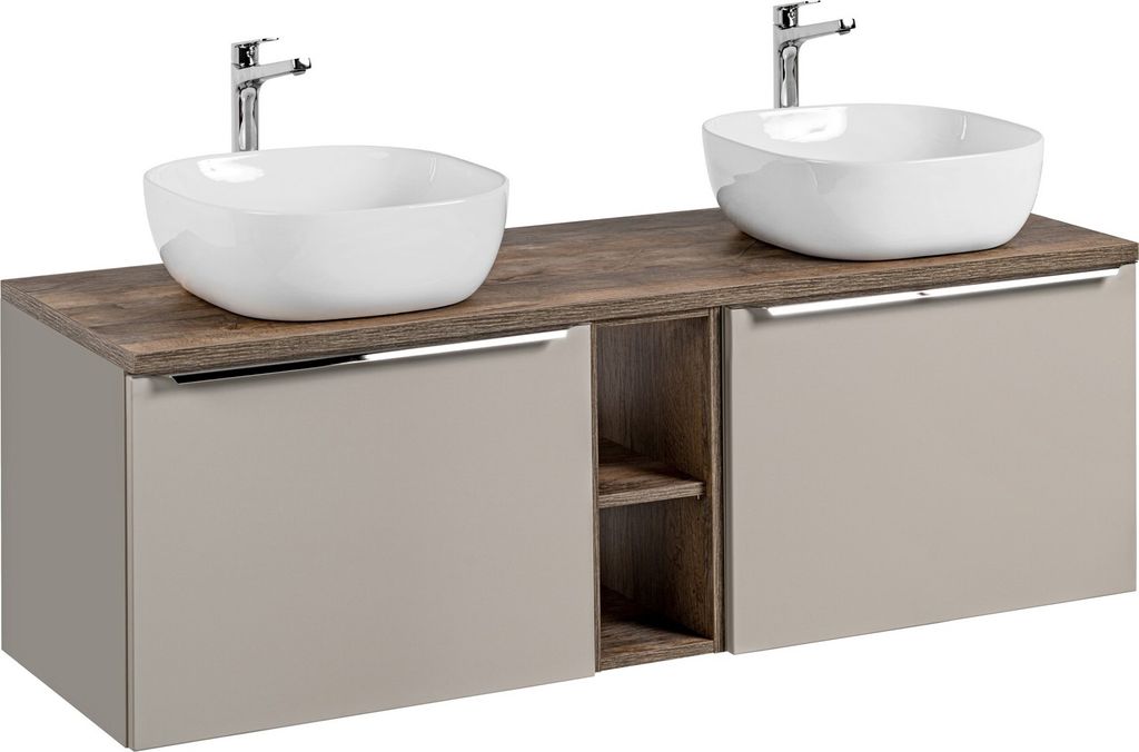 Waschtischunterschrank 5-tlg AKAN 140cm Taupe inkl. Waschtisch