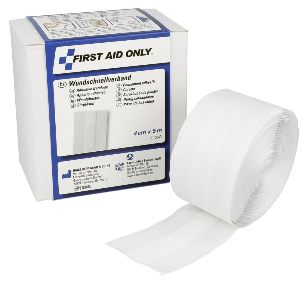 FIRST AID ONLY Wundschnellverband 40 mm x 5 m weiß Produktbild 