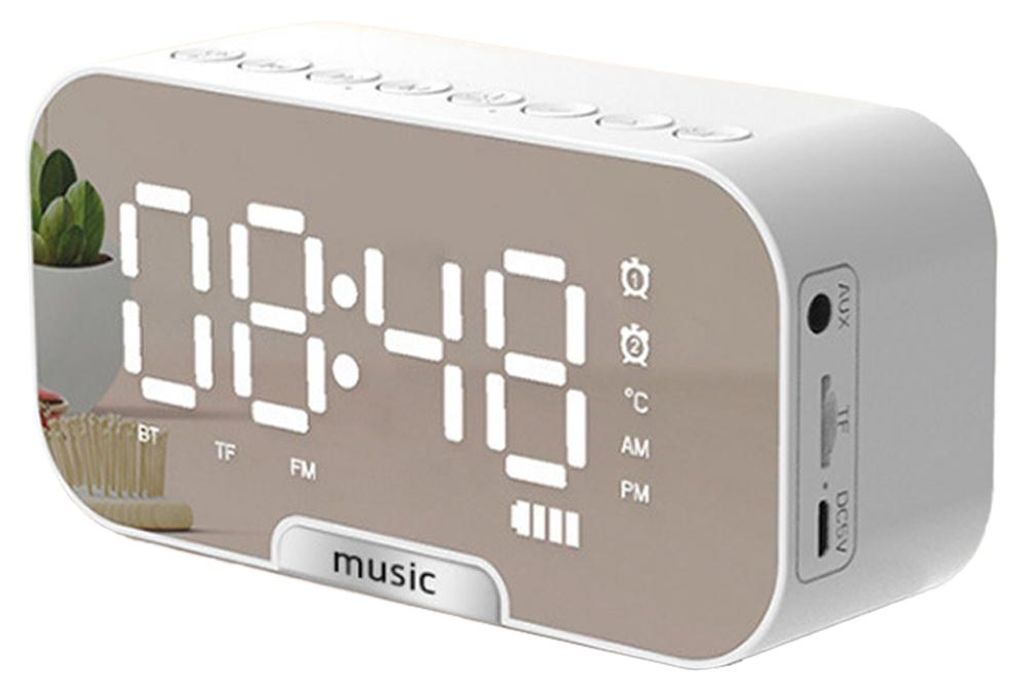 Kabelloser Bluetooth-Lautsprecher mit Spiegeluhr und Produktbild 