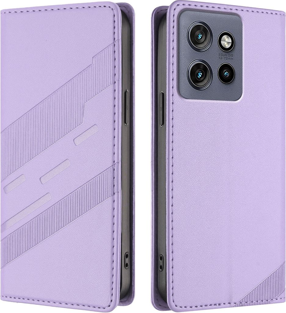 Hülle für Motorola ThinkPhone 25/Edge 50 Neo, Kunstleder Brieftaschen Handyhülle mit Kartenfach und Standfunktion Violett