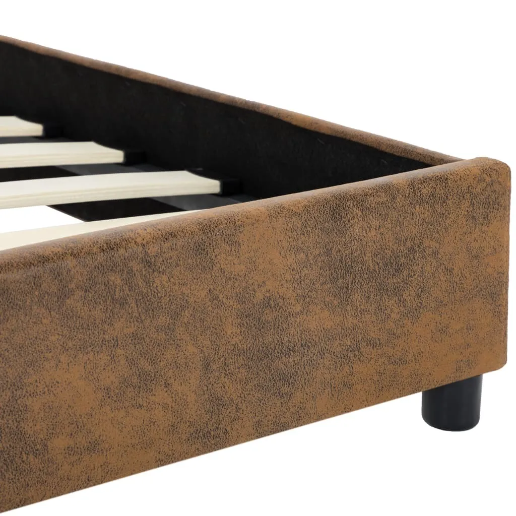 Cadre de lit marron aspect daim 160 x 200 cm - Lit Double Moderne - 8