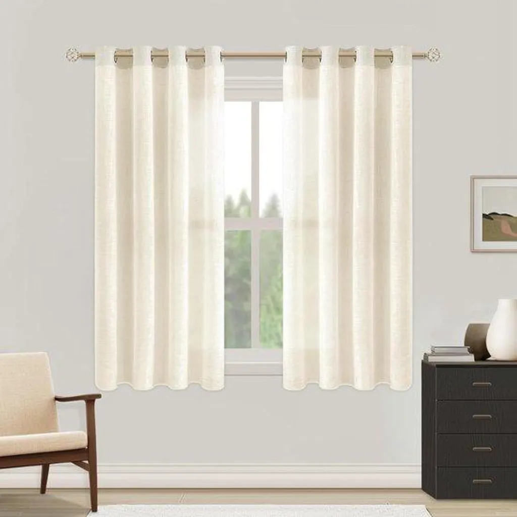 Rideaux blancs tamisants 180x140 cm, voilages modernes pour fenêtre
