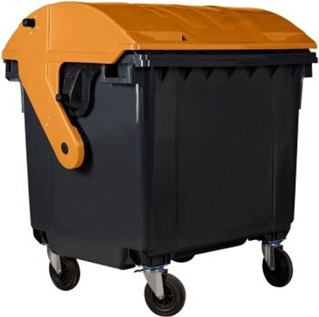 Hardwex Müllcontainer 1100 l Schwarz mit orangenem Runddeckel