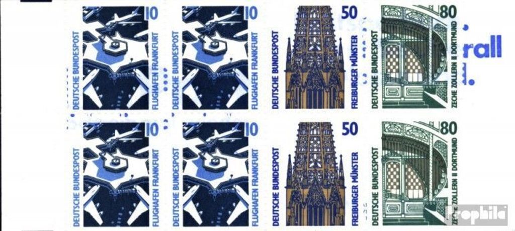 Briefmarken BRD (BR.Deutschland) 1989 Mi MH25a mZ mit Zählbalken (kompl.Ausg.) postfrisch Sehenswürdigkeiten