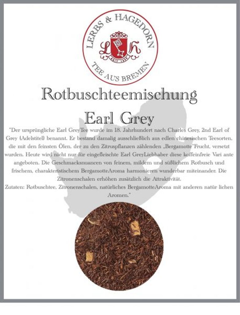 Rotbuschteemischung Earl Grey 1 kg Bergamotte