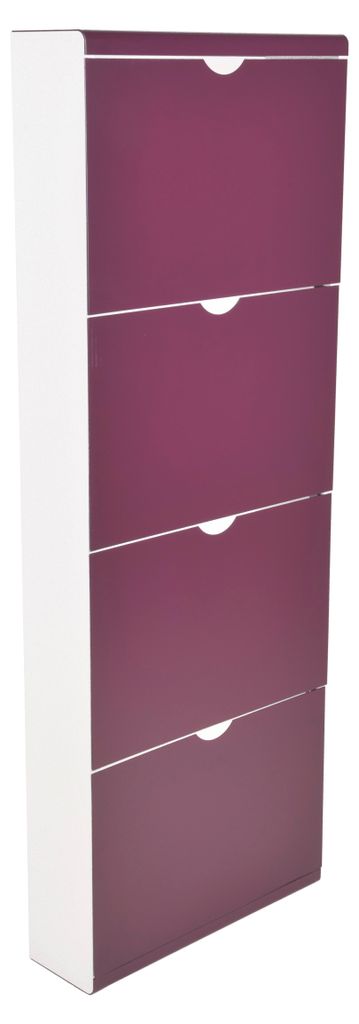 Schuhkipper EDDI 4 Kippladen - Holz Violett 138x51x16cm | Schuhschrank
