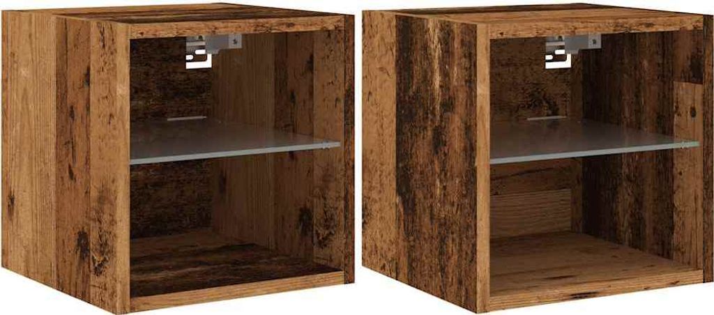 TV-Wandschränke mit LED-Leuchten 2 Stk. Altholz-Optik