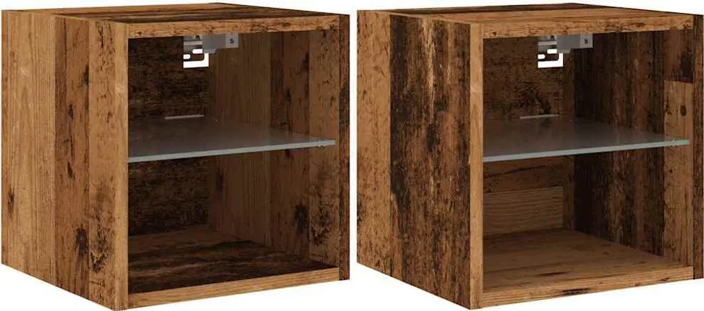 vidaXL TV a parete con luci LED 2 pz. Aspetto legno recuperato