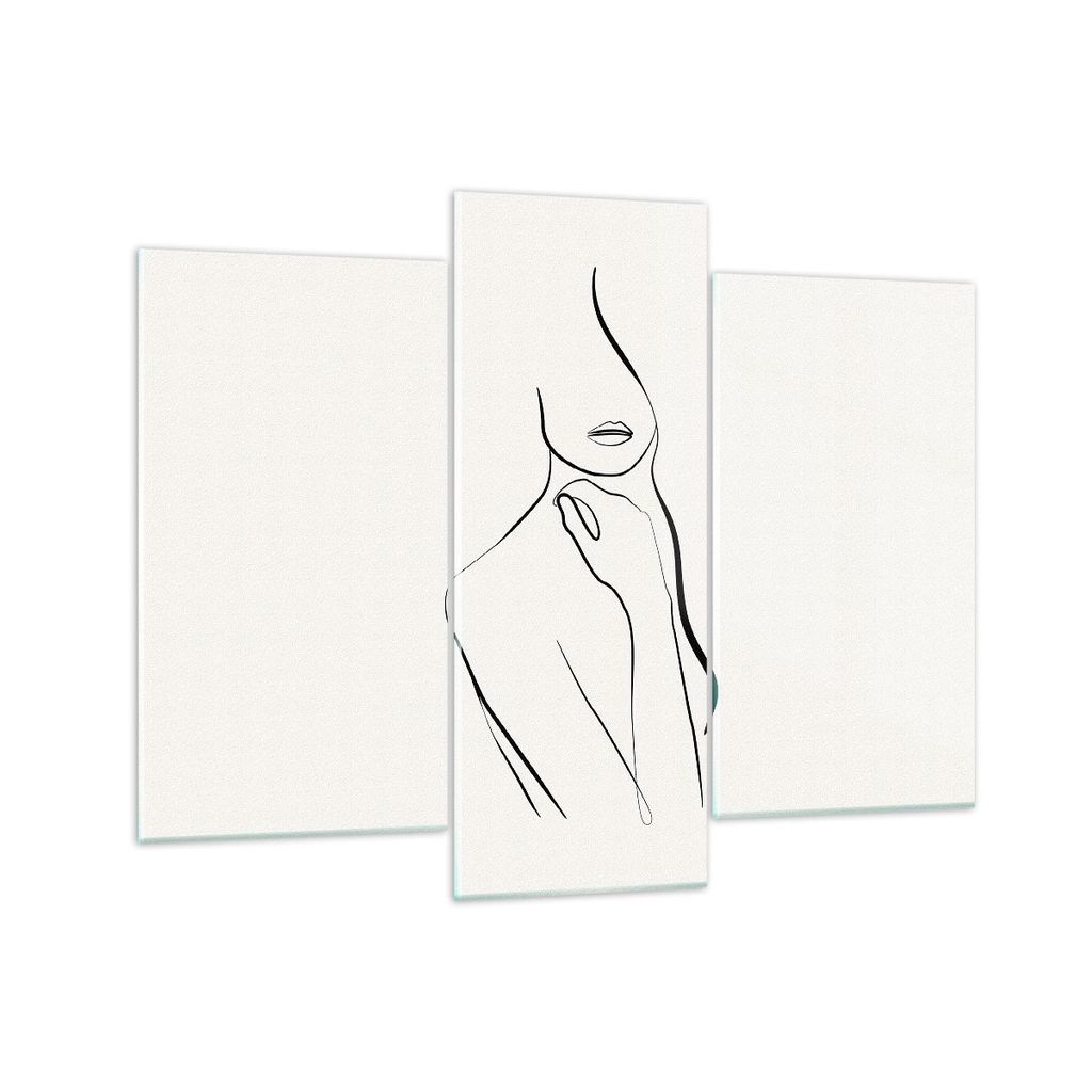 Bilder auf glas - 3 Teile - Frau Skizze Zeichnung - 130x100cm - Glasbilder - Wandbilder - Bilder - zum Aufhängen bereit - Wanddekoration aus Glas ...