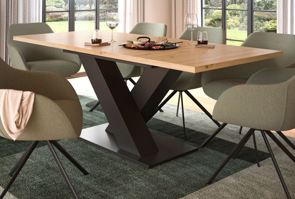 Esstisch "Home-X" Artisan Eiche und grau Küchentisch Produktbild 