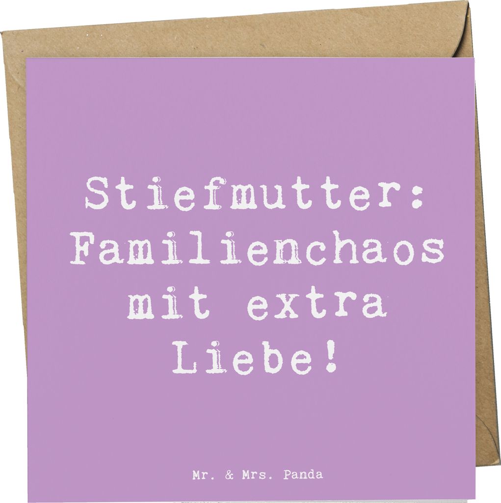 Mr. & Mrs. Panda Grußkarte Spruch Stiefmutter Liebe - Lavendeltraum - Geschenk, anlasskarte, Glückwunschkarte, Dankeschön, Fürsorge, doppelkart...