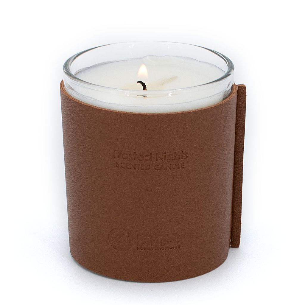 Kyto Duftkerze Leder Frosted Nights Woody braun 40h Brenndauer