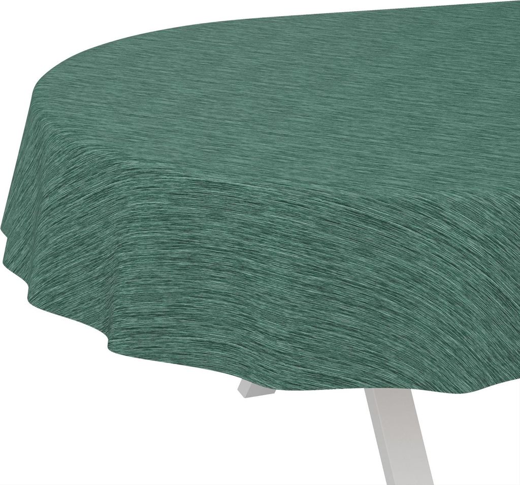 Tischdecke Wachstuch Einfarbig Grün Robust Wasserabweisend Oval Breite 140 cm Länge 160 cm