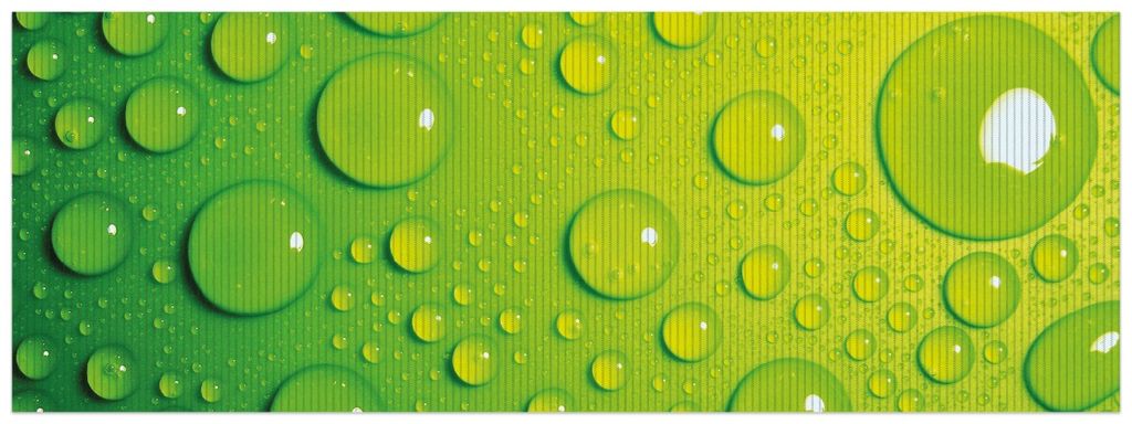 Wallario Duschmatte Antirutschmatte Badmatte Fußmatte Wassertropfen auf Grün, Größe ca. 180 x 65 cm