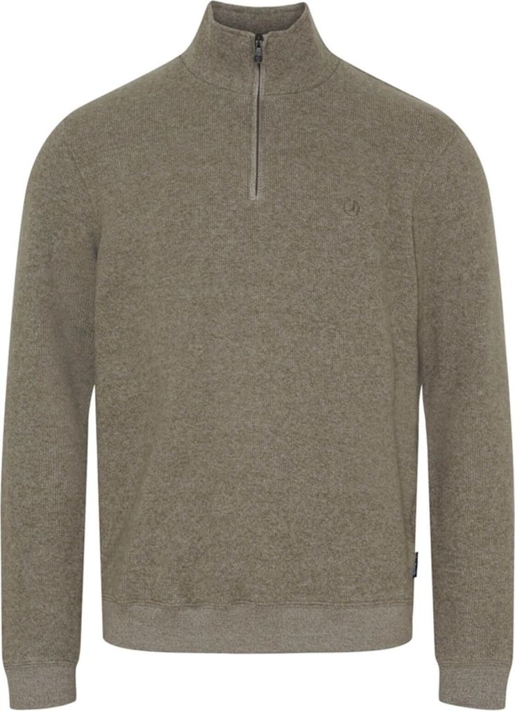 Sea Ranch Herren Troyer-Pullover Cromwell Unifarben - Longsleeve-Pullover mit halben Reißverschluss in Castanho Größe M