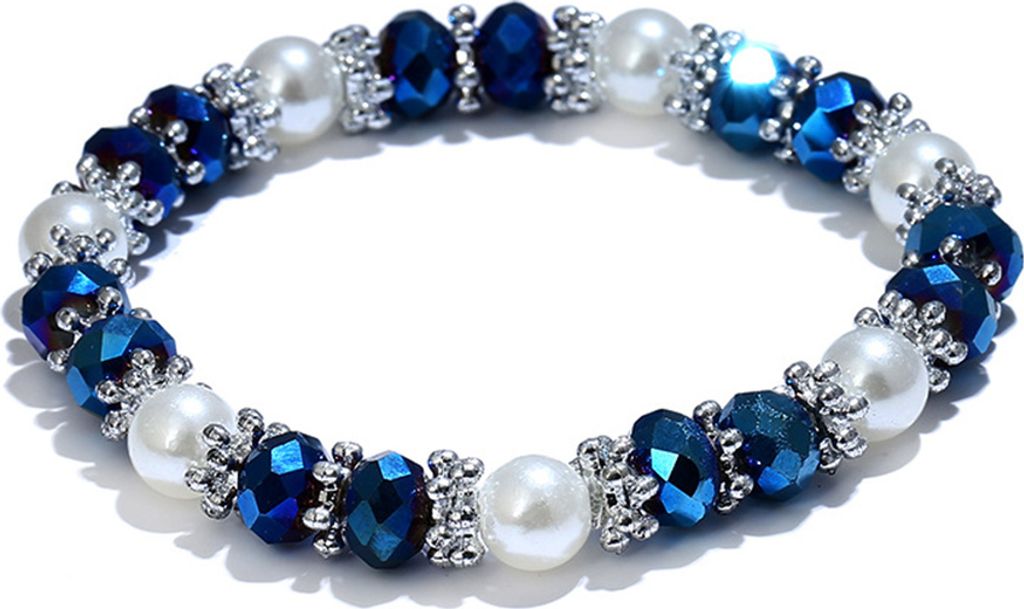 Glänzendes buntes Strass-Kunstperlen-Armband, Armreif, Damenschmuck, Geburtstagsgeschenk-Blau