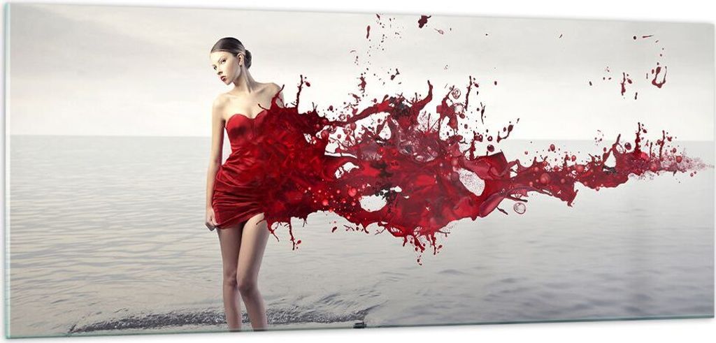 Bilder auf glas - Weiblich modell posieren nackt - 100x40cm - Glasbilder - Wandbilder - Kunstdruck - zum Aufhängen bereit - Wanddekoration aus Gla...