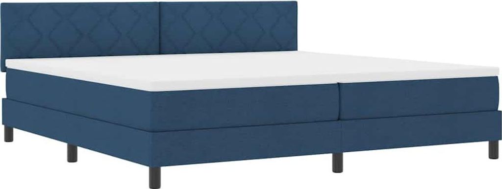 vidaXL Boxspringbett mit Matratze mit LED Blau 200 x 200 cm Stoff
