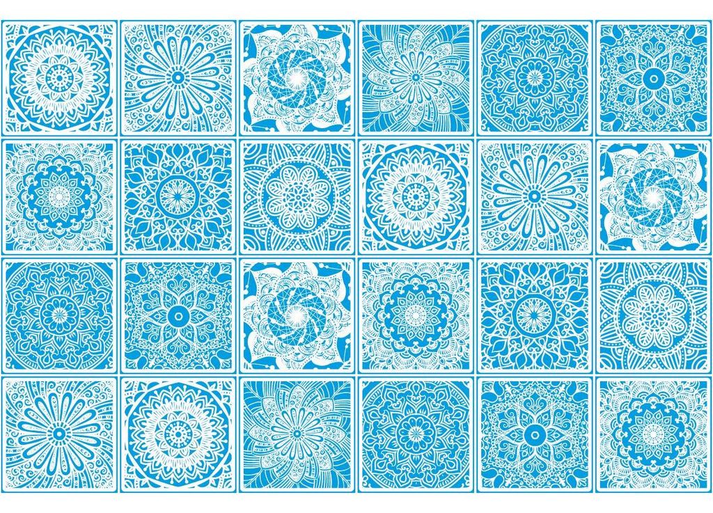 Selbstklebende Wandfliesenaufkleber für Küche und Bad – 24 Fliesenaufkleber im Boho-Stil von ADSILA – 24 Aufkleber, 10 x 10 cm