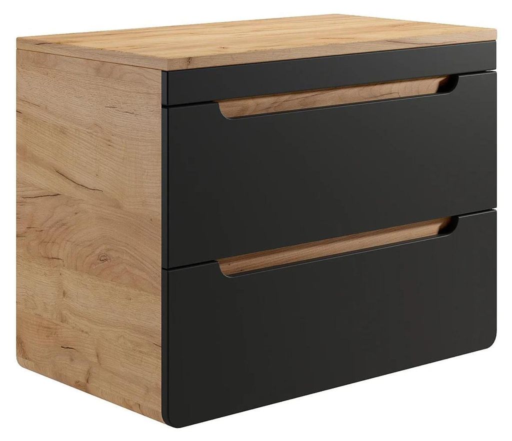 Waschtischunterschrank mit Aufsatz - 80 cm - naturhell und anthrazit - ARUBA