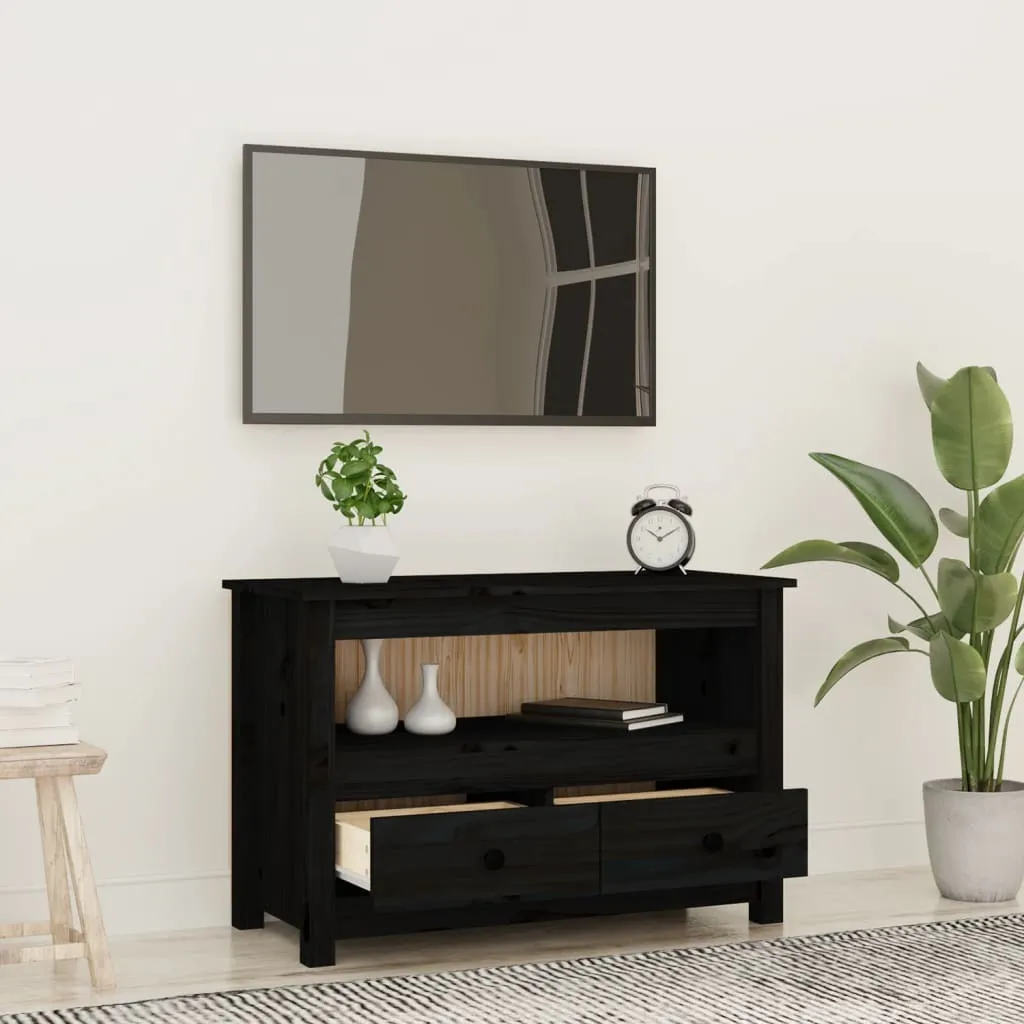 Mobiletto TV Pino Nero 79x35x52 cm - Legno Massello di Qualità