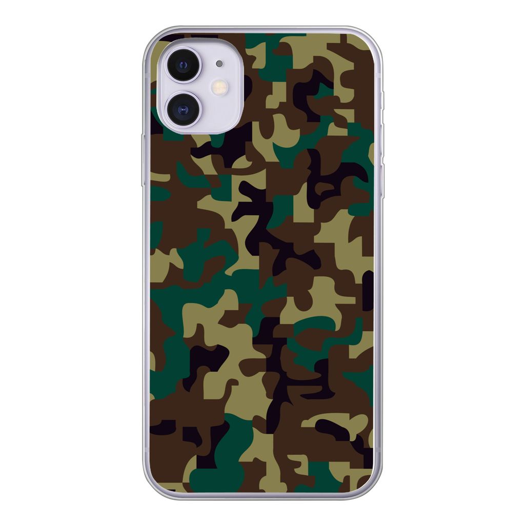 MuchoWow Handyhülle Schutzhülle Hülle für iPhone 11 Camouflage-Muster mit dunklen Farben Silikon Softcase Handy Hülle - Handytasche